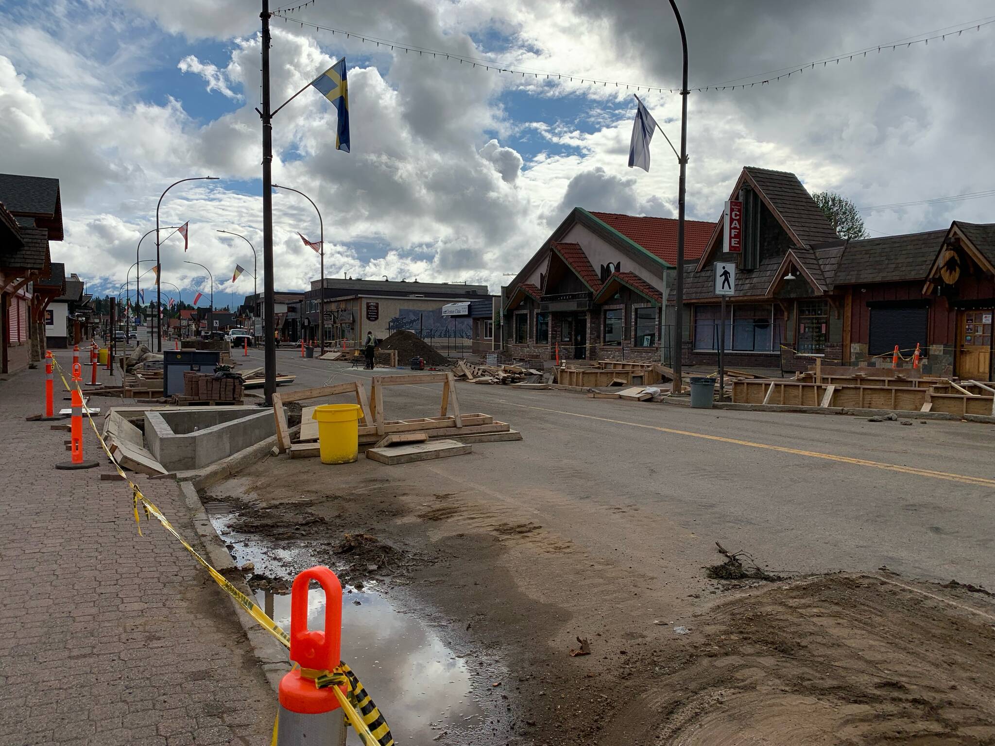 The bulk of the re-landscaping on Main Street in Smithers is slated to wrap up mid-August.  (Grant Harris photo)