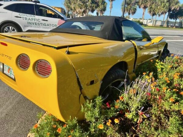 The driver of this Corvette was ticketed for running a red light in a crash Friday morning in The Villages