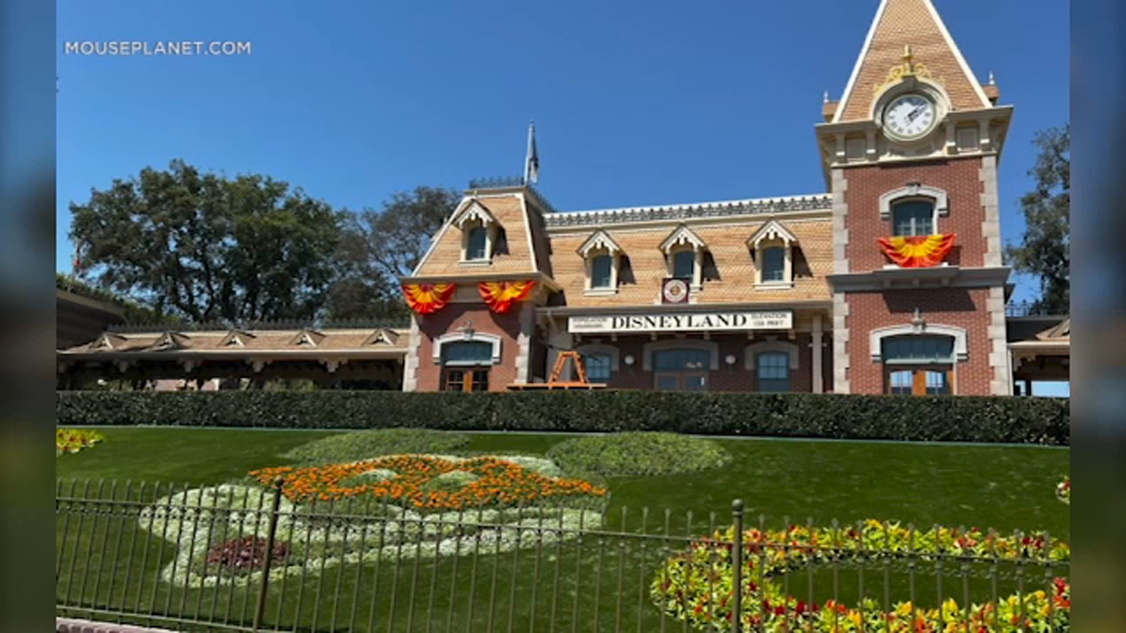 Disneyland unveils more artificial turf around the park, including around Mickey floral planter