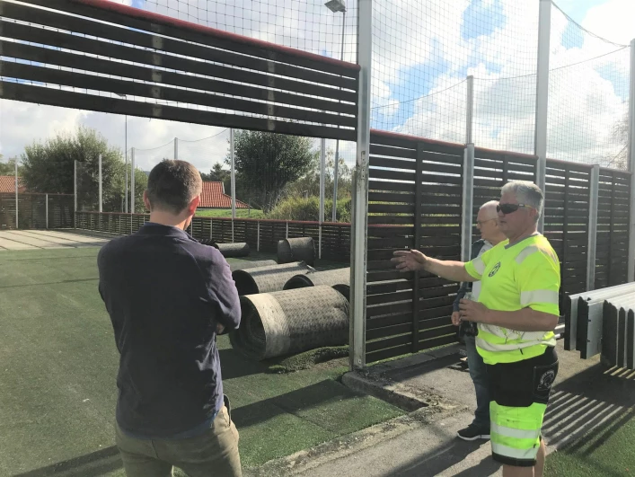 “Used and often worn-out artificial turf pitches are strewn with rubber crumb and other small plastic particles.  Our aim is to ensure that this material doesn't find its way into the natural environment,” says Fredrik Scurve (right) at Green Recycling.