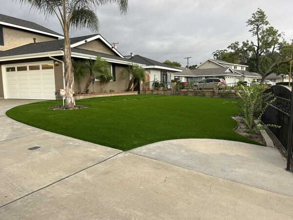 Residential synthetic turf installation in La Verne, CA, by JGS Synthetic Grass.